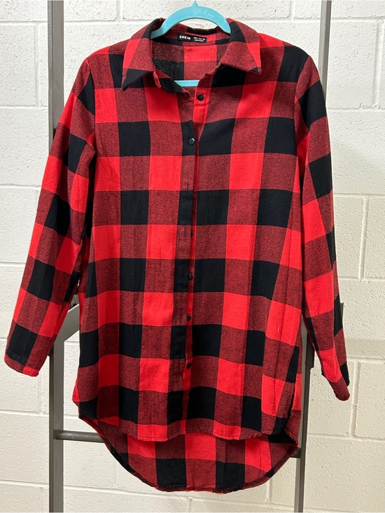 SHEIN Other - Womens Buffalo Plaid Button-Down Sleep Shirt Long Sleeve Soft Flannel Medium